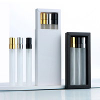 SUMEEAR Frost flacons de parfum en verre 10ml atomiseur rechargeable flacon papier boîte 3 pièces forme plate parfum échantillon test roseau