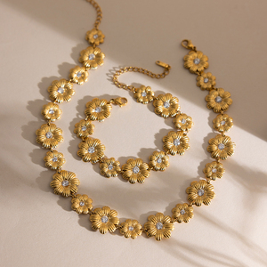 <span class=keywords><strong>Collana</strong></span> coordinata J&D <span class=keywords><strong>con</strong></span> margherite, placcata oro 18 carati <span class=keywords><strong>con</strong></span> zirconi bianchi, gioiello floreale elegante da giardino - Product Image 3