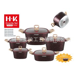 UCC LIFE <b>Square</b> Soup <b>Pot</b> Set Non-Stick Cookware With Lids For Kitchen Use - Product Image 3