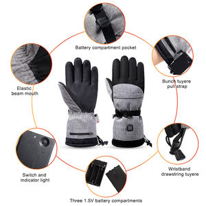 Guantes Deportivos Unisex <span class=keywords><strong>para</strong></span> Exteriores, Guantes de Esquí, Motociclismo, Pesca, <span class=keywords><strong>Calefactables</strong></span>, con Batería Recargable, Pantalla Táctil - Product Image 5