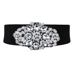 Alla moda da donna con perline e decorazioni in cristallo ampio cinturino in vita accessorio corsetto bianco Cinch - Product Image 6