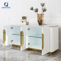 Chine style américain chêne bois 4 portes haute brillance buffet en bois armoire de rangement étagère support luxe or blanc pour salle à manger