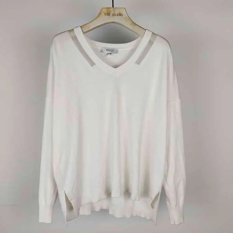 damen langärmeliger drapierter pullover v-ausschnitt schulterzucken elastische manschetten popcorn waffel solide farbe seitenschlitz feder bequem