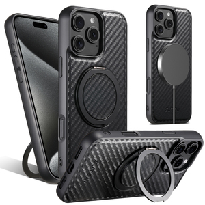 <span class=keywords><strong>IPhone</strong></span> 16 15 14 13 <span class=keywords><strong>12</strong></span> 용 핸드 자석 회전 링 홀더가있는 탄소 섬유 전화 커버 TPU 트렌드 휴대 전화 케이스 - Product Image 1
