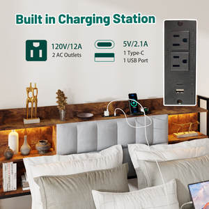 Kainice לילה מותאם אישית לילה אור עץ <span class=keywords><strong>mdf</strong></span> backres מיטה פלטפורמה מטען usb usb מיטה פלטפורמה עם אחסון המלכה עץ מודרני - Product Image 3