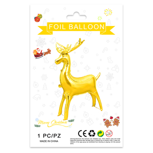 Decoración Navideña, Globo de Aluminio con Forma de Reno y Trineo de Santa Claus, Dorado, 4D, Tamaño Grande - Product Image 5