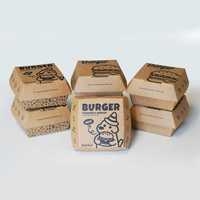 Boîtes d'emballage pour restauration rapide imprimées sur mesure, série de boîtes jetables à emporter, frites, ailes de poulet, poulet frit, boîte à hamburger