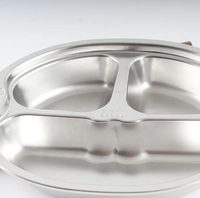 Assiettes de restauration en acier inoxydable pour enfants plateau de service alimentaire à 3 compartiments
