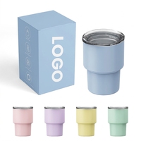 Mini gobelet isotherme portable en acier inoxydable à double paroi avec couvercle transparent, anti-fuite, pour café, avec boîte cadeau disponible