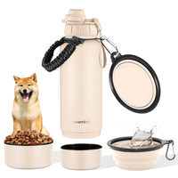 Bouteille d'eau portable de 32 oz en acier inoxydable, tasse de voyage isotherme sous vide avec compartiment de rangement pour nourriture pour animaux de compagnie pour l'extérieur