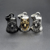 Cloche de moto personnalisée en acier inoxydable, motif tête de loup viking, pour motard, gremlin, gardien
