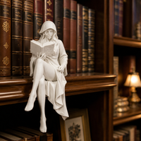 Statue contemporaine de femme lisant découpée au laser, sculpture en PLA, figurine pour les amoureux des livres, pour étagère et décoration intérieure
