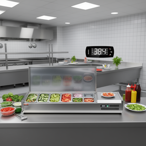 Estación de Preparación de Condimentos HONKER de 150 W con 4 Bandejas de 4 1/3 y 4 1/6, Cuerpo de Acero Inoxidable 304, Equipo de Refrigeración para Cocina Comercial - Product Image 2