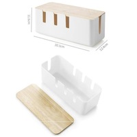 Boîte de gestion des câbles-Boîte d'organisation de cordon de style en bois et couvercle pour fils de télévision, ordinateur, routeur, concentrateur USB et sous le bureau