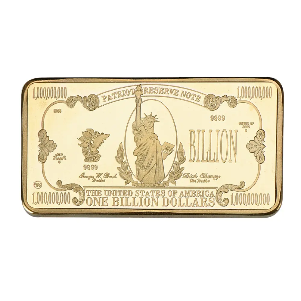 Wr Quality Art Ornament One Billion American Fake Bars 24k 999.9 Gold Bar With Plastic Case For Collection