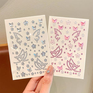 Pegatinas Faciales 3D con Diamantes de Imitación en Forma de Mariposa, Joyería, Pegatinas Faciales con Diamantes de Flores, Calcomanías Brillantes de Cristal para el Cuerpo y la Cara - Product Image 3