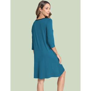 Camisón de Manga Corta de Viscosa de Bambú y Modal Tencel Premium para Mujer, Ropa de Dormir Suave con Cuello en V, Conjuntos de Pijamas para Mujer - Product Image 4