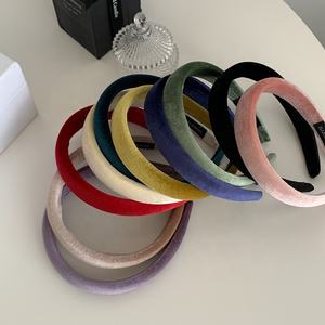 إكسسوارات شعر خريفية وشتوية كلاسيكية أربطة رأس ربطة شعر مبطنة بالإسفنج رابطة رأس مخملية رفيعة سادة - Product Image 1