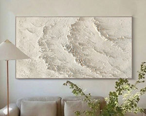 Peinture murale 3D à l'huile de <span class=keywords><strong>plage</strong></span> blanche, peinture texturée d'ondes océaniques, peinture Wabi Sabi pour salon, décoration, cadeau pour l'emménagement - Product Image 3
