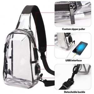 Bolso Bandolera Transparente de PVC con Carga USB, Bolso Deportivo para el Pecho, Bolso Cruzado Casual para Damas y Caballeros - Product Image 4