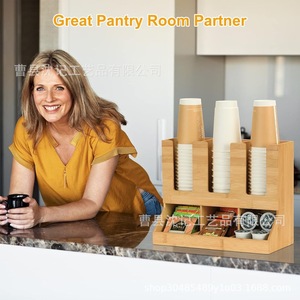 Support de rangement pour dosettes de café en bambou, 4,33 pouces, écologique, organisateur pour la maison et le bureau - Product Image 2