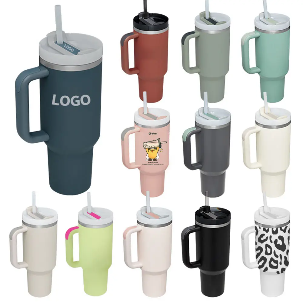 Tasses à café de voyage chauffantes à double paroi avec logo personnalisable tasses isolées sous vide en acier inoxydable 40oz avec poignée