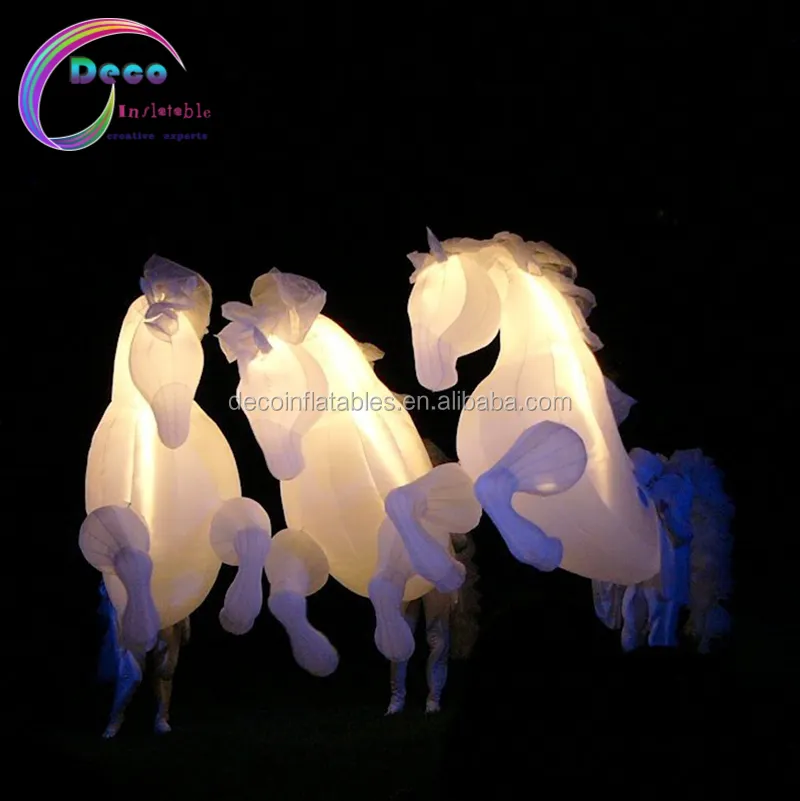 Caballo inflable traje de unicornio inflable traje con iluminación de LED para iluminación de desfile de Carnaval