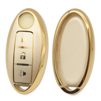 Protection de clé de voiture en TPU de haute qualité à 3 boutons, coque de clé plaquée or champagne, étui de clé à distance pour accessoire de protection de clé