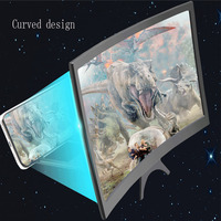 Support de Bureau Pliable 12 Pouces, Loupe d'Écran de Téléphone Portable Incurvée Agrandie 3D HD, Amplificateur Vidéo pour Smartphone