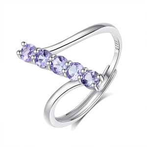 9 Élégantes bagues statement en argent 925 avec 5 pierres naturelles, pierres précieuses colorées, bijoux minimalistes plaqués or blanc - Product Image 1