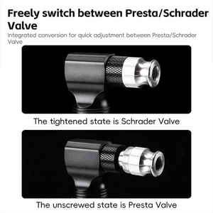 Bomba de ciclismo portátil de 160PSI, mini Inflador de neumáticos de <span class=keywords><strong>bicicleta</strong></span> de <span class=keywords><strong>aluminio</strong></span> con válvulas Presta y Schrader para inflado manual de <span class=keywords><strong>bicicleta</strong></span> - Product Image 4