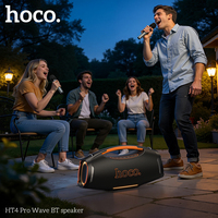 Machine de karaoké HT4 Pro Wave avec 2 microphones sans fil, 370W de puissance de pointe, enceinte de fête à basses profondes, boombox d'extérieur
