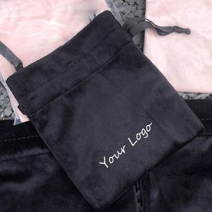 ODM & OEM Wholesale Soft Black Velvet <b>Drawstring</b> Bag Black Color Velvet Dust <b>Pouch</b> With Silk Ribbons - Product Image 2