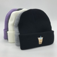 Nieuw Binnen Winter Unisex Gebreide Muts Custom Logo Beanie Met Borduurwerk Streetstyle Pet Met Stripfiguur Patroon