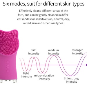 Mini brosse nettoyante faciale en silicone, brosse vibrante pour le visage, nettoyage en profondeur, brosses de nettoyage en forme d'oreilles de chat - Product Image 3