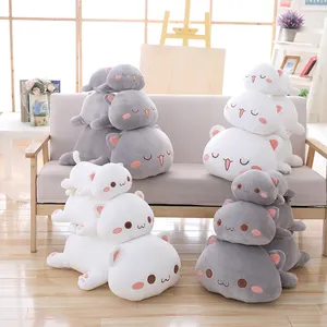 Vente en gros jouet en peluche chat animal en peluche bébé cadeau personnalisé blanc personnalisé tissu doux chat en peluche animal en peluche mignon - Product Image 1