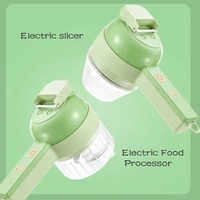 4 In 1 Draagbare Usb Elektrische Plantaardige Gadgets Pp Plastic Ui Chopper Snijmachine Knoflook Crusher Grinder Voor Keuken Gebruik