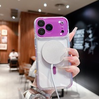 Coque de téléphone portable magnétique transparente 2-en-1 antichoc bicolore simple pour iPhone 17 Air 16 15 14 13 Pro Max