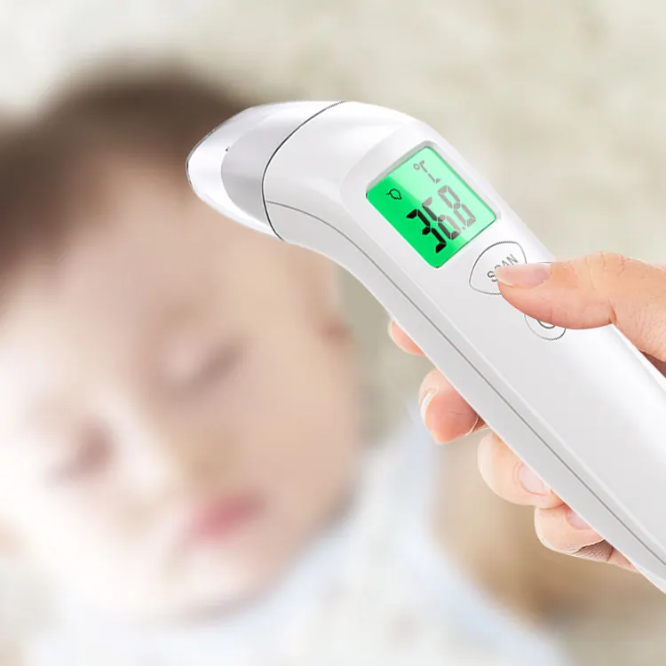 ปืนวัดอุณหภูมิแบบไร้สัมผัสอินฟราเรดดิจิตอลเทอร์โมมิเตอร์ IR ที่หน้าผากสำหรับเด็กทารก