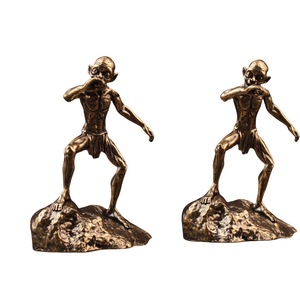 Elder Figure Art Sculpture Brass 2Pcs Tabletop Home <b>Decor</b> Study Bookshelf Desktop Ornament - Product Image 5