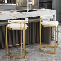 Tabourets de bar modernes en velours à comptoir haut Chaise Café Restaurant Loisirs Métal Coussin rembourré Accoudoir Café Mobilier de bar