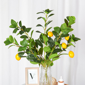 Rama de Limón Artificial de 65CM, Flor de Seda Plástica Realista, Decoración para el Hogar, Accesorio para Bodas - Product Image 1