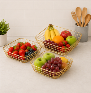 Home <b>Storage</b> Decorative Art Deco <b>Basket</b> Organizer Multipurpose Container Fruit <b>Basket</b> For Kitchen Counter <b>Storage</b> - Product Image 2