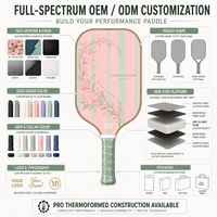 Raquette de pickleball en fibre de carbone T700 rose et menthe de qualité supérieure, directement de l'usine, 14 mm/16 mm thermoformée pour la puissance et le contrôle