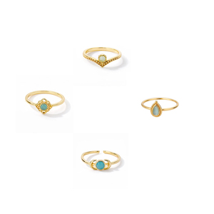 여성용 반지 18K 금 도금된 구리 반지 레트로 오팔 반지 - Product Image 1
