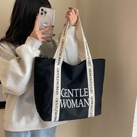 Sac fourre-tout en toile de coton épaisse de 12 oz, personnalisé avec un logo imprimé de haute qualité sur la sangle de la poignée, pour le sport et le style de vie actif