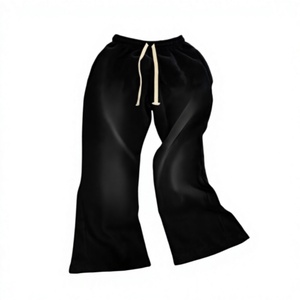 Men's <b>Black</b> Flare Pants Elastic Waist Drawstring <b>Sequined</b> Casual Lightweight Summer Knitted Joggers - Product Image 1