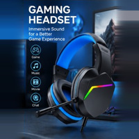 Mikrofon Headset Gaming RGB Driver 50mm Tanpa Peredam Kebisingan Tahan Air IPX-4 Pengisian Daya Tipe-C Headband Dapat Disesuaikan 5-10 Jam