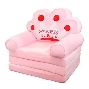 키즈 룸 소파 귀여운 봉제 면 3 층 어린이 접이식 소파 침대 정액 침대 아기 소녀를위한 어린이 유아 핑크 소파 의자