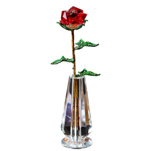 Fleur en verre rouge rose Darz Crystal dans un vase, cadeau romantique pour petite amie ou épouse - Product Image 5